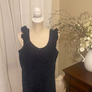 Navy sleeveless dress zips in back!